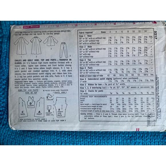 Simplicity 5217 pattern kids pajamas and robe size 12 - Picture 3 of 5